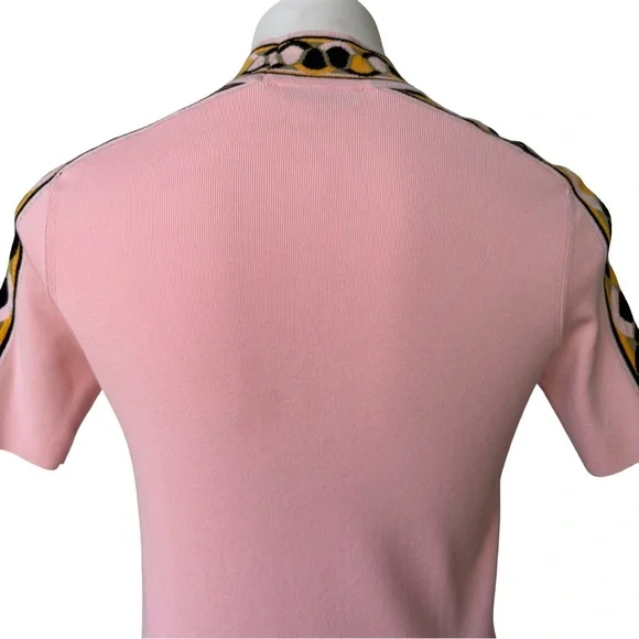 Emilio Pucci Knit Short Sleeve Mock Neck Dress with Geometric Border Trim, Sz XS - Picture 8 of 16